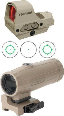 Комплект коліматор + магніфер Holosun HS510C Green Dot & HM3X Combo FDE 93 фото
