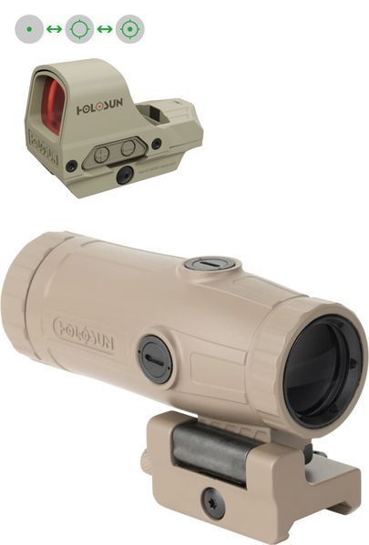 Комплект коллиматор + магнифер Holosun HS510C Green Dot & HM3X Combo FDE  93 фото