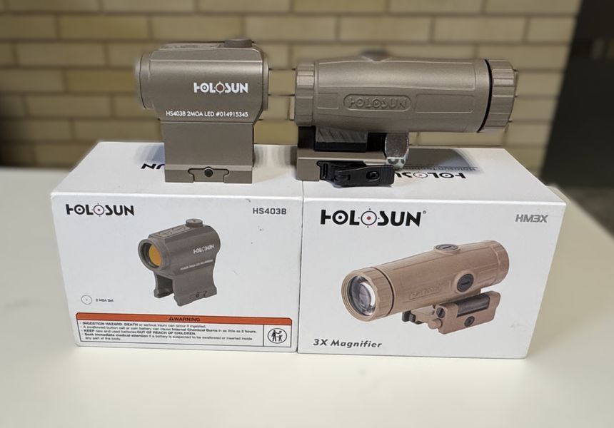Комплект коллиматор + магнифер Holosun HS510C Green Dot & HM3X Combo FDE  93 фото