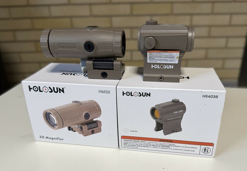 Комплект коллиматор + магнифер Holosun HS510C Green Dot & HM3X Combo FDE  93 фото