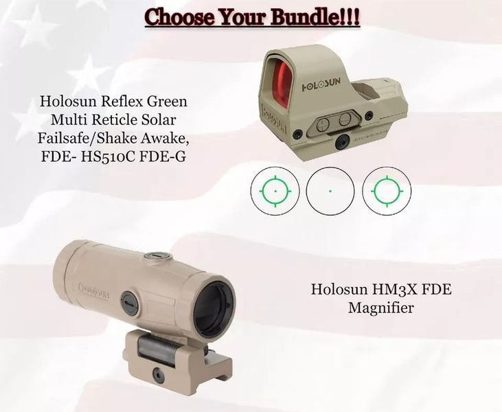 Комплект коліматор + магніфер Holosun HS510C & HM3X Combo FDE 95 фото
