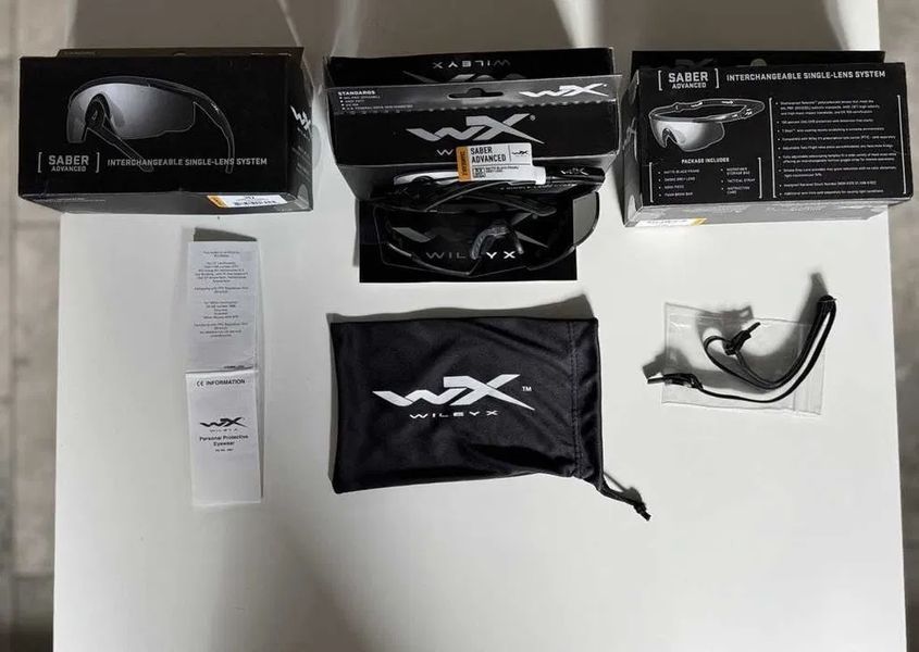 Окуляри балістичні Wiley X Saber Advanced 1 лінза Чорні 000942 фото