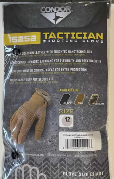 Перчатки стрелковые тактические CONDOR TACTICIAN SHOOTING GLOVES XXL 00017 фото