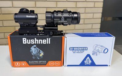 Комплект Bushnell Коллиматор TRS-25 Hirise + Магнифер Leapers UTG 3X25 67 фото