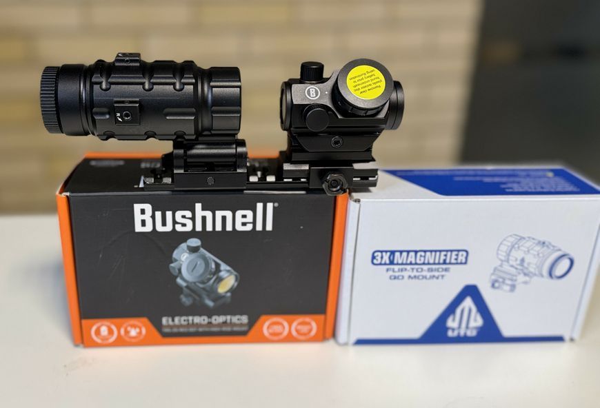 Комплект Коліматор Bushnell Optics TRS-25 + Магніфер Leapers UTG 3X25 67 фото