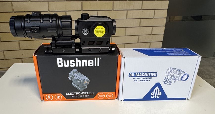 Комплект Коліматор Bushnell Optics TRS125 3 МОА + Магніфер Leapers UTG 3X25 68 фото