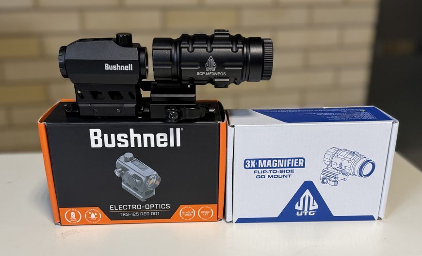 Комплект Коліматор Bushnell Optics TRS125 3 МОА + Магніфер Leapers UTG 3X25 68 фото