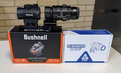 Комплект Коллиматор Bushnell Optics TRS-26 3 МОА+ Магнифер Leapers UTG 3X25 69 фото