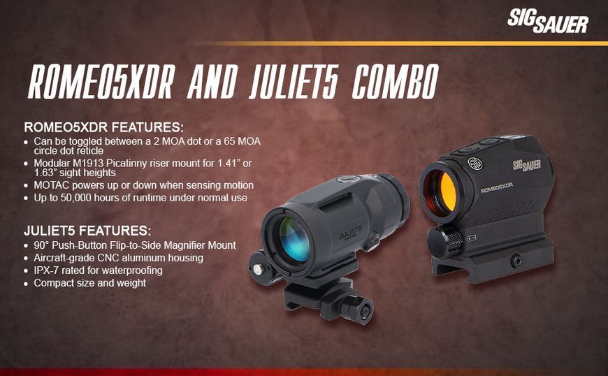 Комплект SIG SAUER коліматор Romeo  5 XDR Gen II + Магніфер 5-ти кратний Juliet 5 Micro 0009691 фото