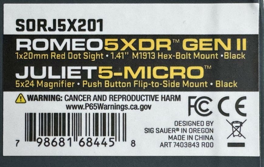 Комплект коллиматор SIG SAUER Romeo-MSR Gen II + JULIET5 Magnifier Combo Kit 000976 фото