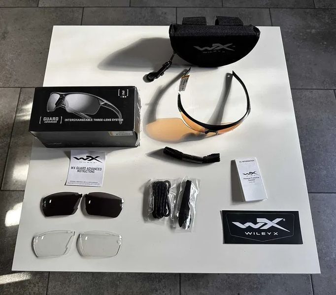 Окуляри балістичні Wiley X Guard Advanced 3 лінзи Чорний 00099 фото