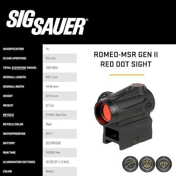 Комплект коллиматор SIG SAUER Romeo-MSR Gen II + JULIET3 Magnifier Combo Kit 000975 фото