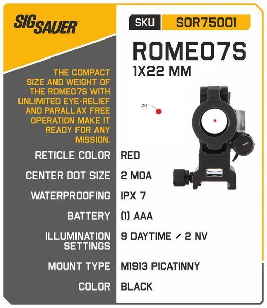 Коліматорний приціл Sig Sauer  Romeo 7S Compact 1x22mm copy_1_011124-8 фото