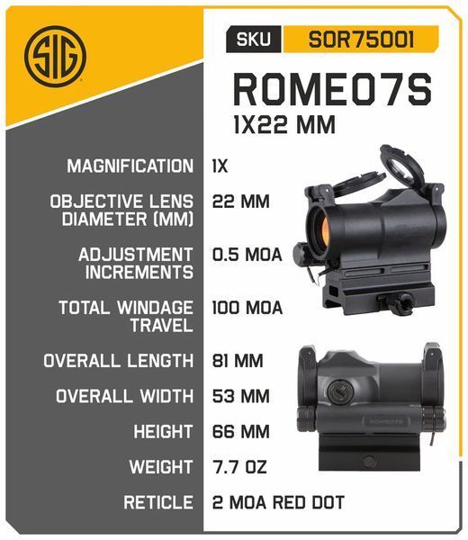 Коліматорний приціл Sig Sauer  Romeo 7S Compact 1x22mm copy_1_011124-8 фото